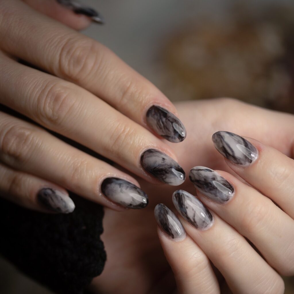black marble nails eden glow beauty