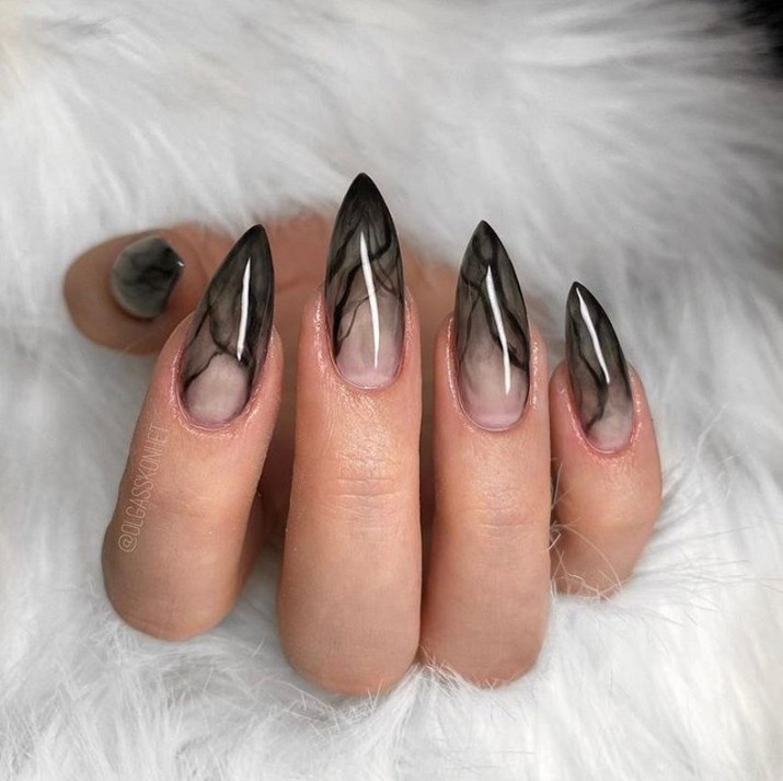 black marble nails hades footwear