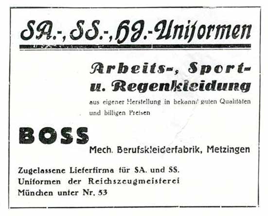 ΑΓΓΕΛΙΑ ΓΙΑ ΣΤΟΛΕΣ ΝΑΖΙ ΤΟΥ HUGO BOSS
