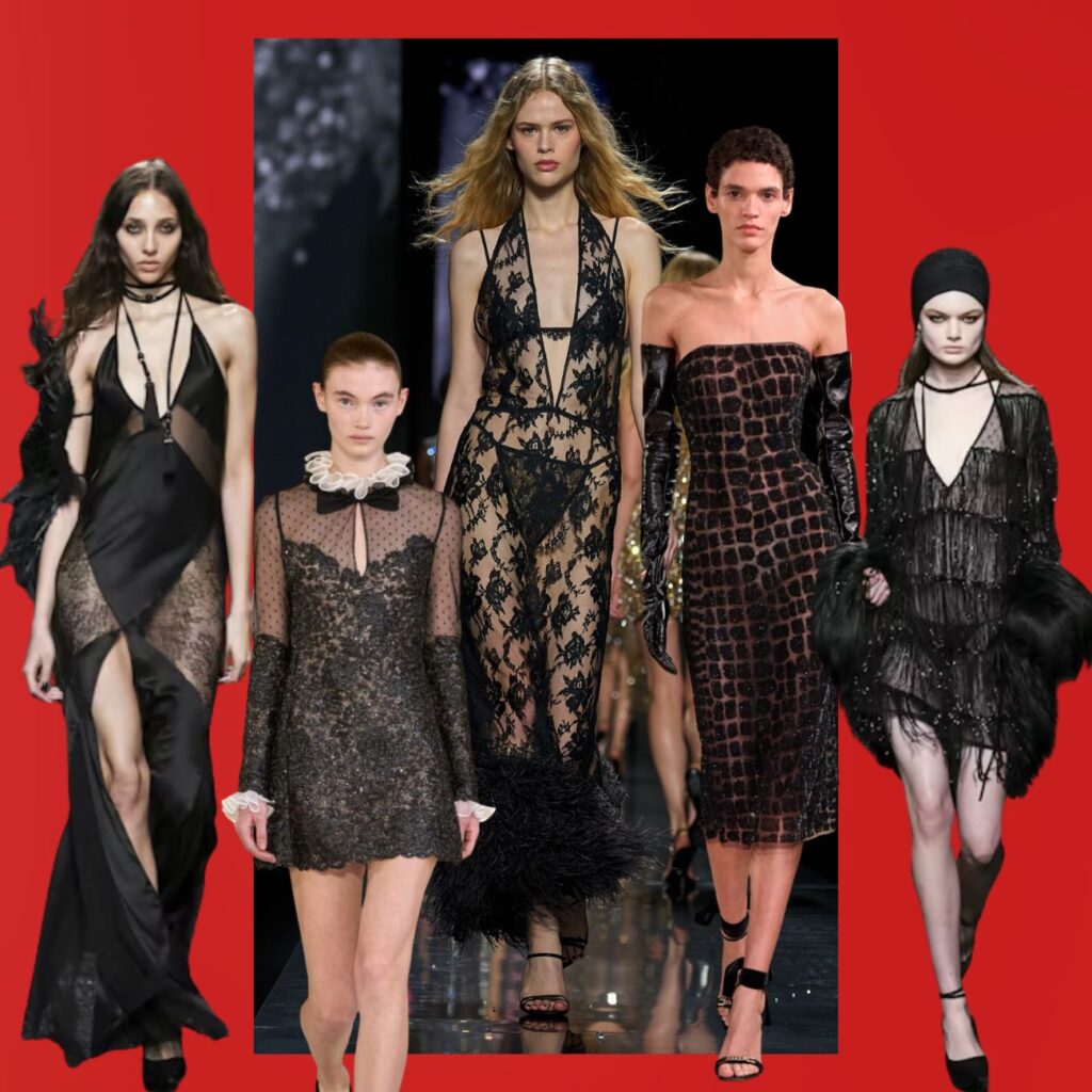 Μαύρη δαντέλα και διαφάνεια: Η τάση σε φορέματα που θα φορεθεί αυτές τις γιορτές