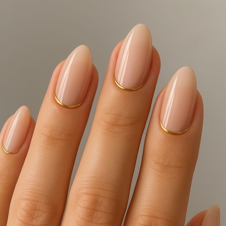 gold almond nails 1