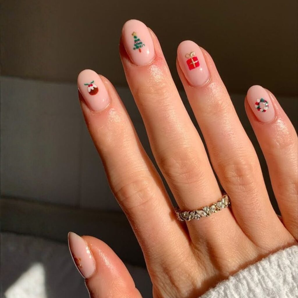 Χριστουγεννιάτικες ιδέες για κοντά νύχια
