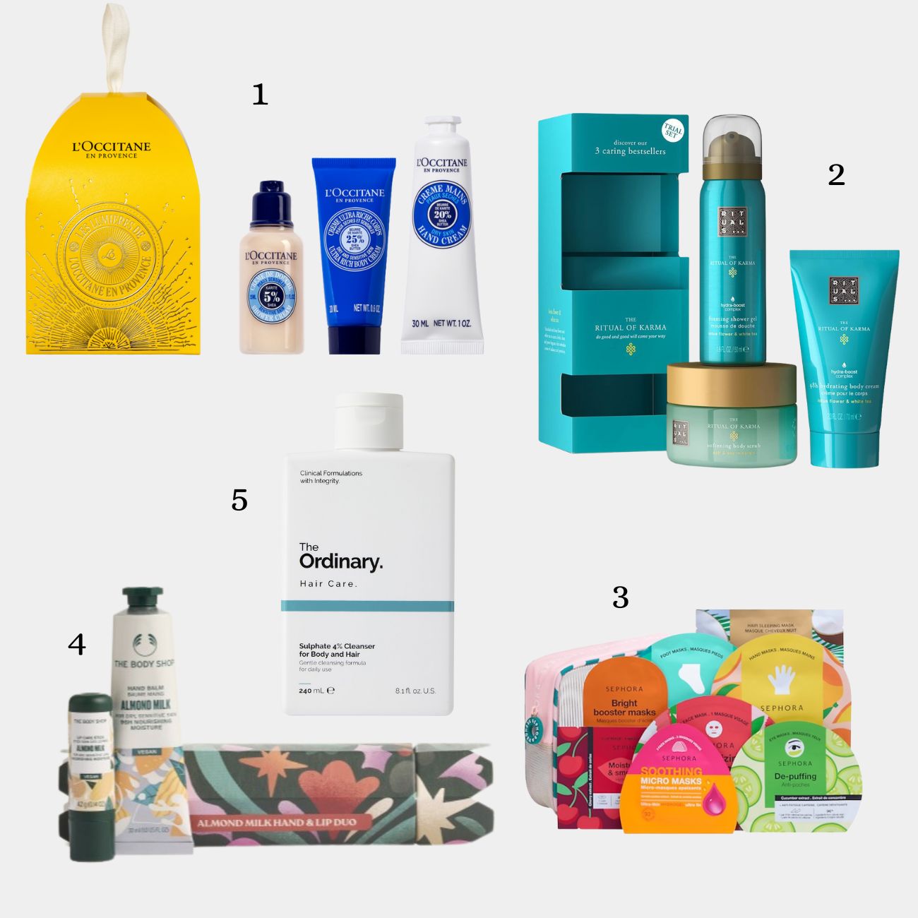 secret santa beauty unisex the ordinary occitane the body shop sephora rituals